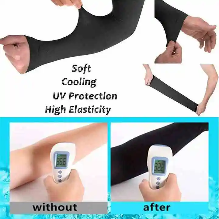 Elastic Outdoor Cooling Ice Silk Fishing Cycling Sun Sleeves Uv Protection Arm Sleeves Arm Cover Sleeve For Men Women