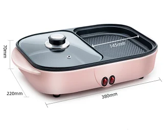 Multi-function Indoor Smokeless Dual Use Nonstick Korean Electric Grill With Hot Pot 2 In One Electric Bbq Grill With Hot Pot
