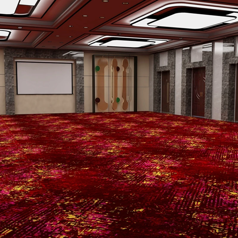 Luxury Red Flower Stain Resistant  80%Wool 20%Nylon Casino Game Room Carpet for Casino