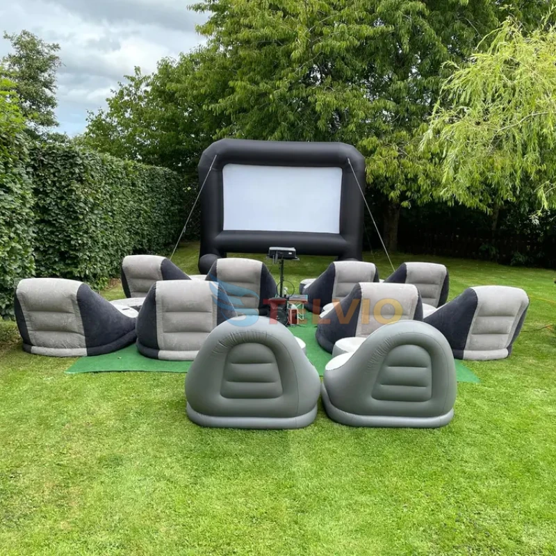 Hot sale blow up movie screen and projector inflatable movie screen outdoor with inflatable chair