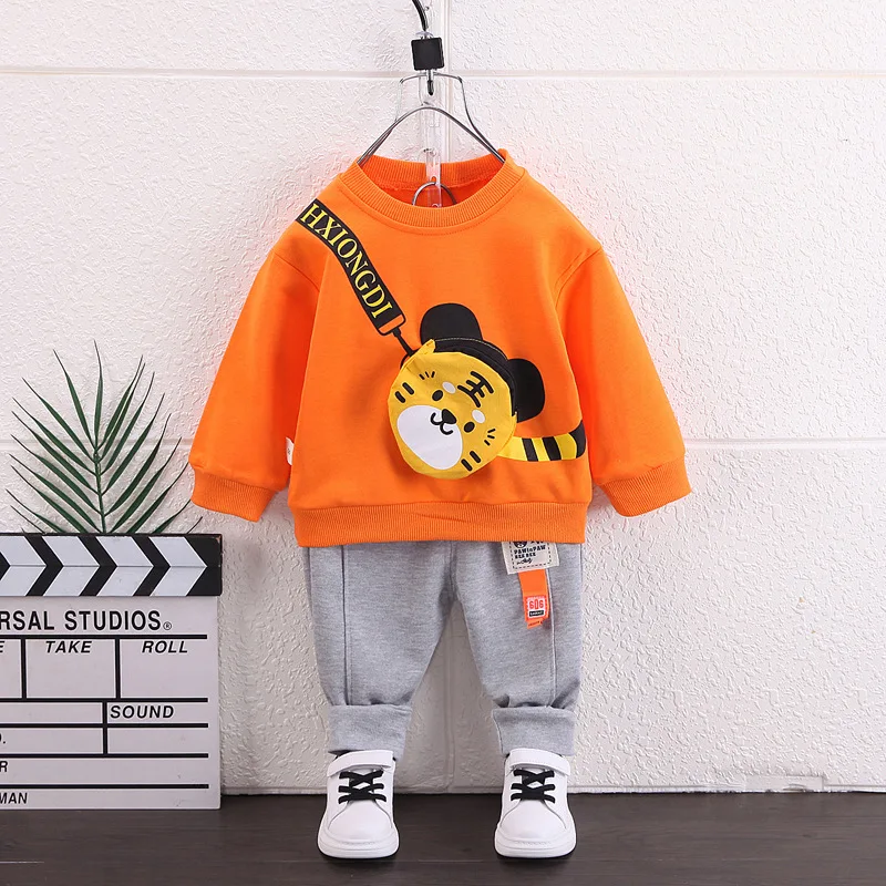 Autumn tiger 2 pieces sports set luxury drip clothing for boys