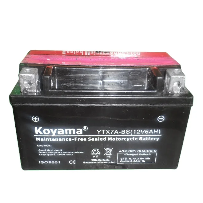  АКБ для мотоциклов YTX7A-BS сухое заряжение 12V7Ah с кислота