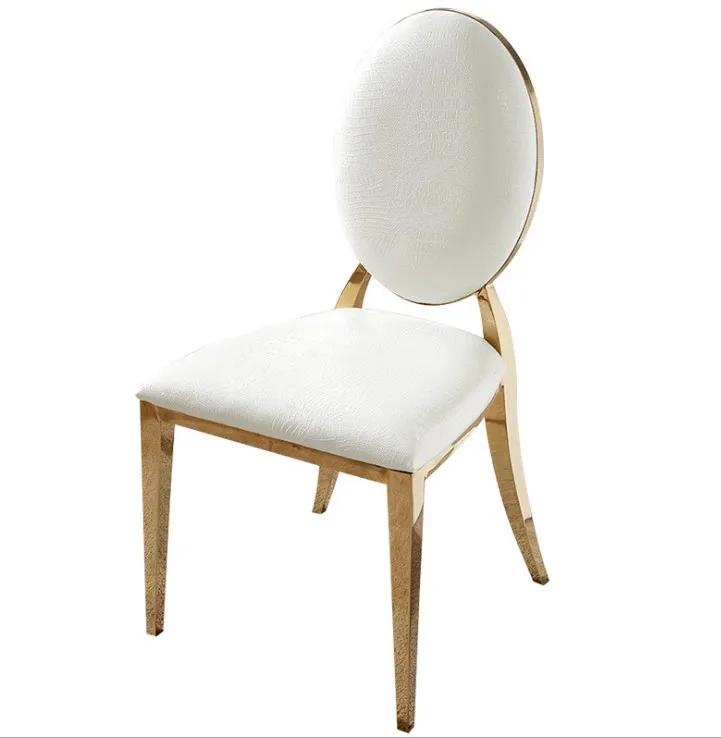 Luxury Modern Chairs for Wedding Reception Stackable Gold Stainless Steel Chair Round Back
