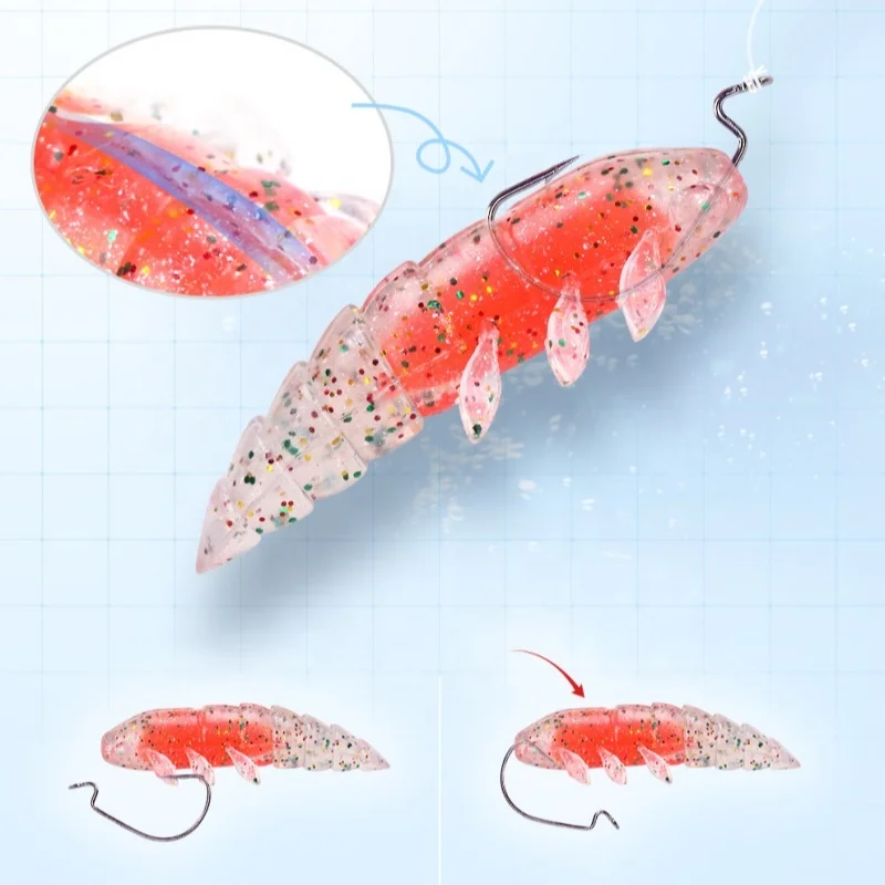 5.5cm 4.6g TPE material cidada shape soft  fishing lure  Polypod Worm Lure  plastic floating soft lure