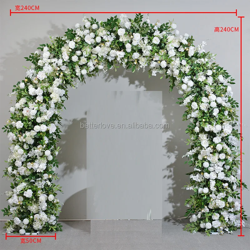 2*2m Forest Wedding Green Plant Rose Arch Artificial Hydrangea Rose Flower Door Fake Arch for Lawn Wedding Layout Decorations