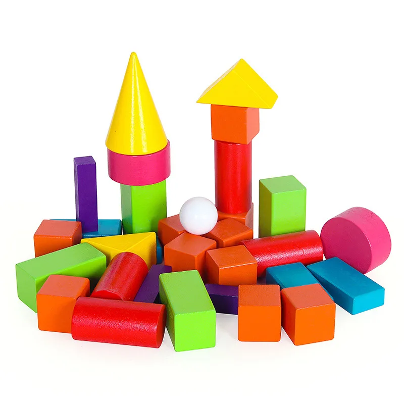 Children wooden toys math teaching aids solid geometry models cylindrical cones rectangular volumes kids wooden toys