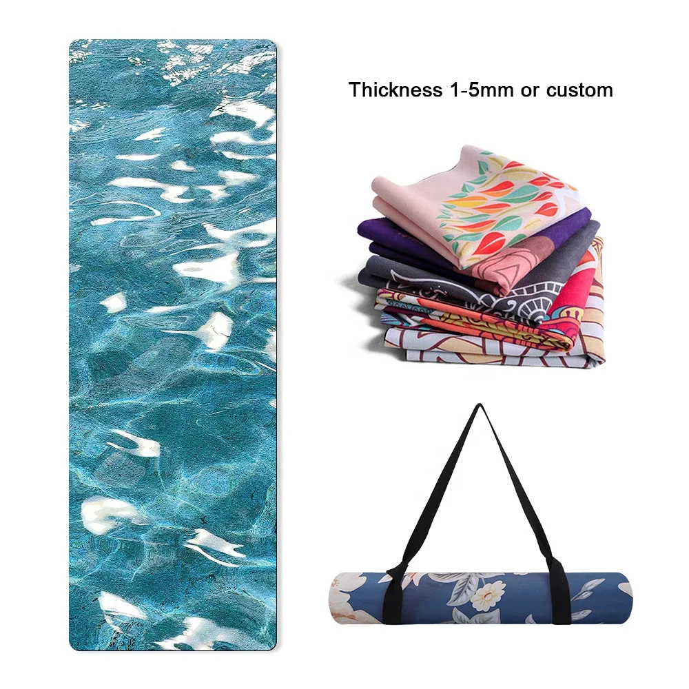Custom logo 1830MM Large Foldable Yoga Mat Travel Fitness Accessory Natural Rubber Printed eco Suede Yoga Mat
