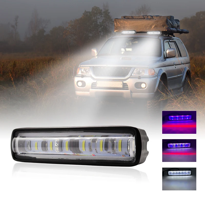 7 Inch 18W LED Strobe Light Bar Headlight Lens Flash Daytime Running Lamp Truck Work Lights Spotlight Car Accessories 12V 24V