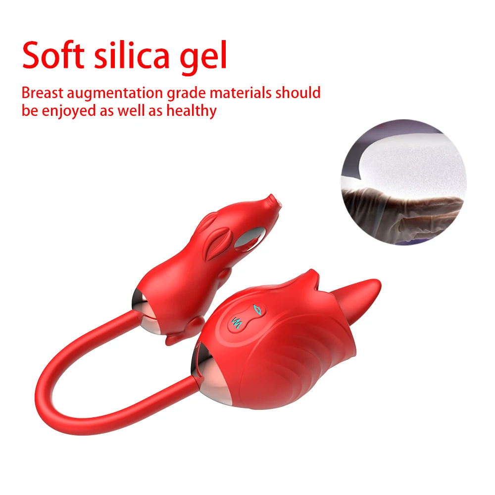 Rose vibrator female sex toy electric shock pig female two-headed tongue lick vibrate pulse 2 in 1 female masturbator