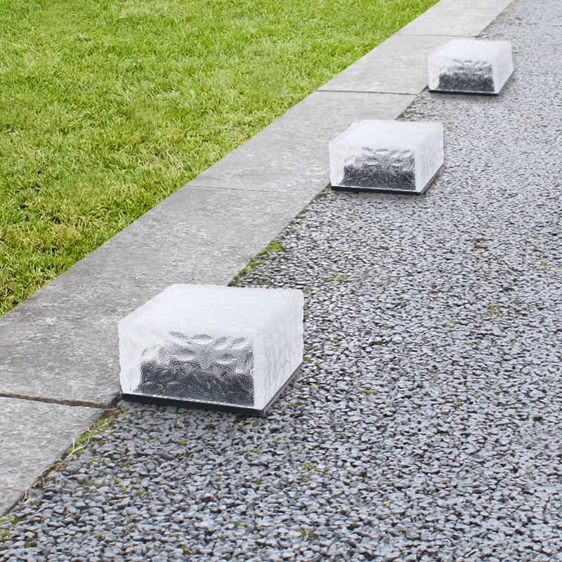 Outdoor Waterproof 4 LED Solar Underground Lamp Deck Path Brick Ice Cube Buried light