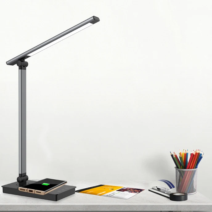 flexible folding 10 level dimming Children eye care children kids led table book study reading desk lamp with wireless charger