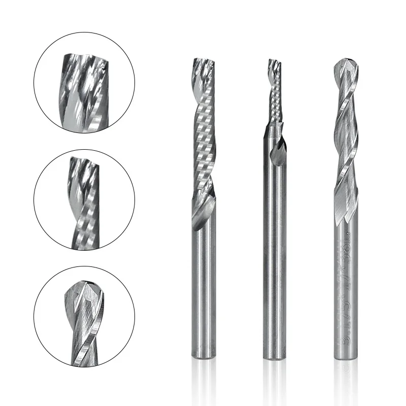 customizable Spiral Router Bit CNC Tools MDF Spiral Two Flute Cut Up Down Compression Carbide End Mills Acrylic Milling CNC Bits