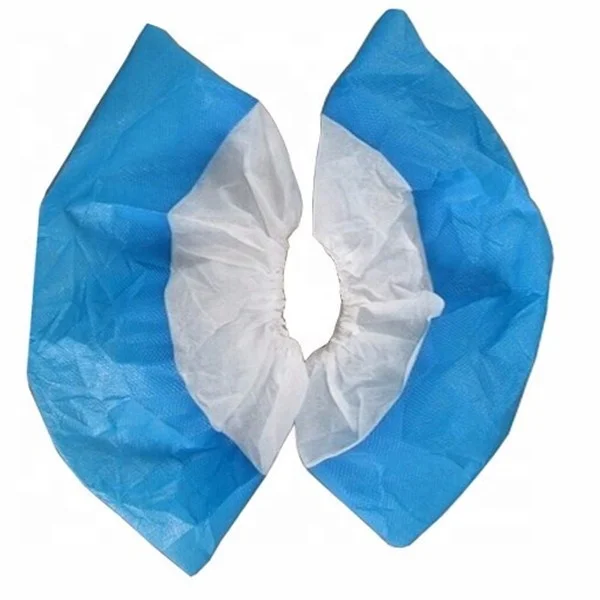 Disposable Plastic Waterproof PP+CPE coated shoe cover PPE Machine-Made Antislip Shoe Covers