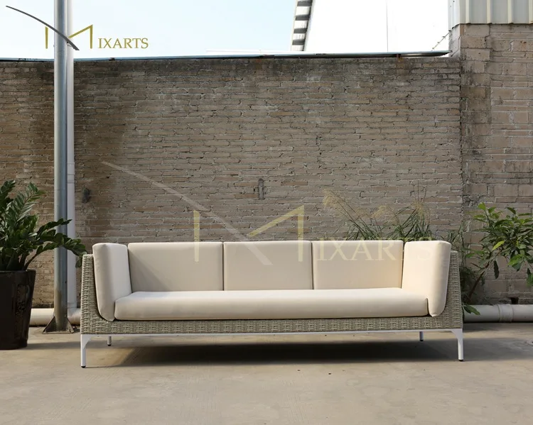 Outdoor Furniture 4 Seaters Synthetic Rattan Wicker Garden Sofa Armrest Sofa