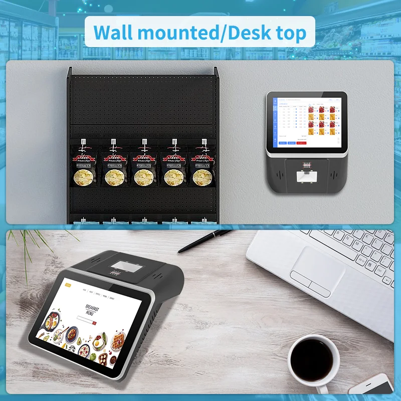 Retail 8 inch LCD wall mounted desktop touch display scanner gun payment pos machine android 11 price checker with display