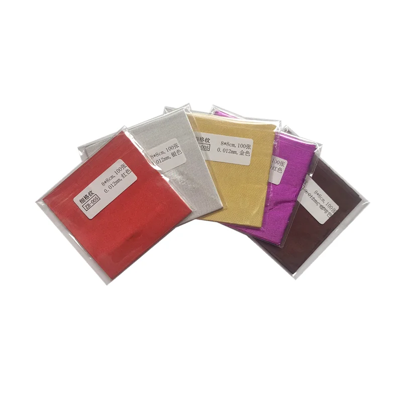 Food grade 12*12 cm Embossed 1 8011 embossing aluminum foil wrapper for chocolate