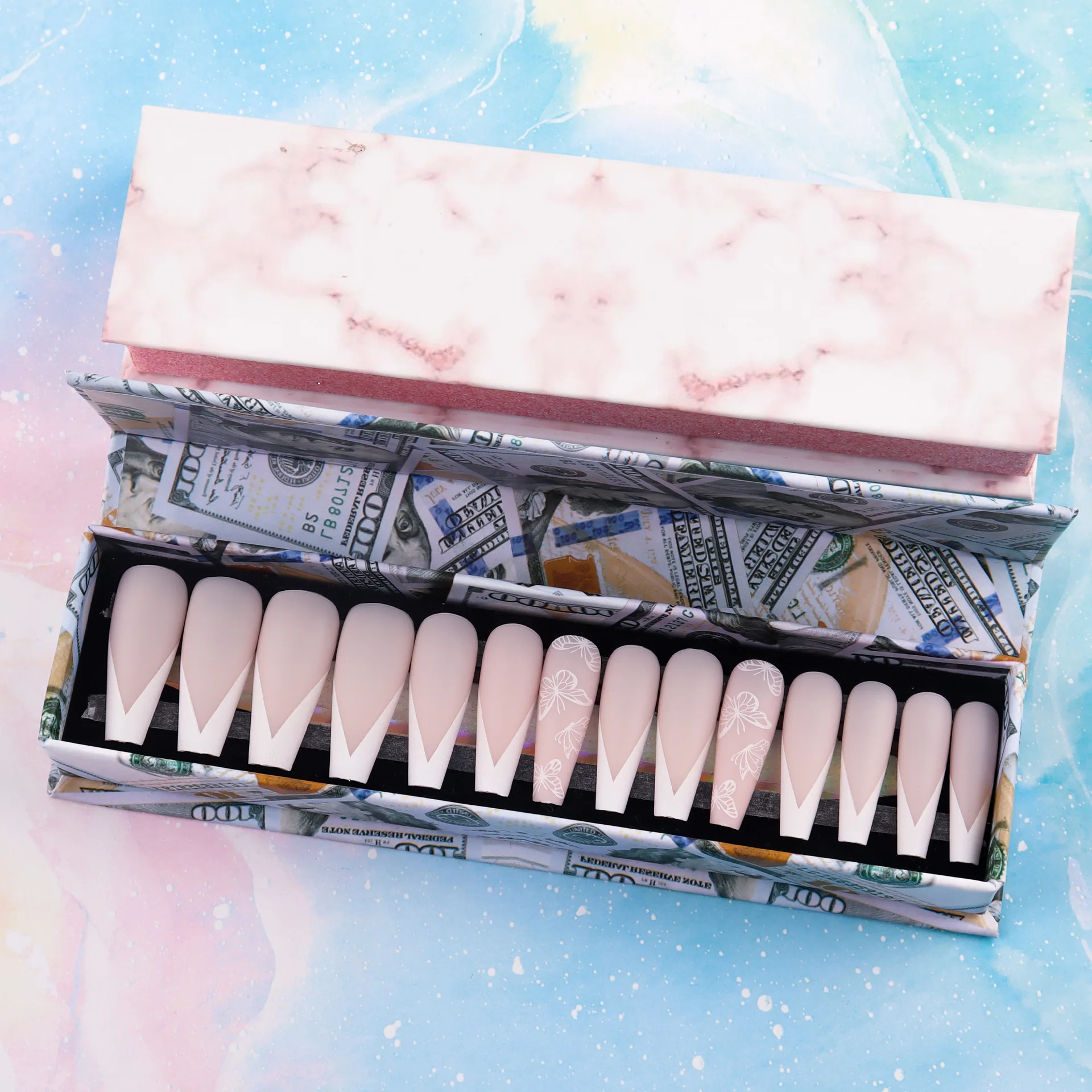 Custom Size Nails Box Luxury Design 2022 Paper Packaging Rigid Magnetic Press on Nails Box