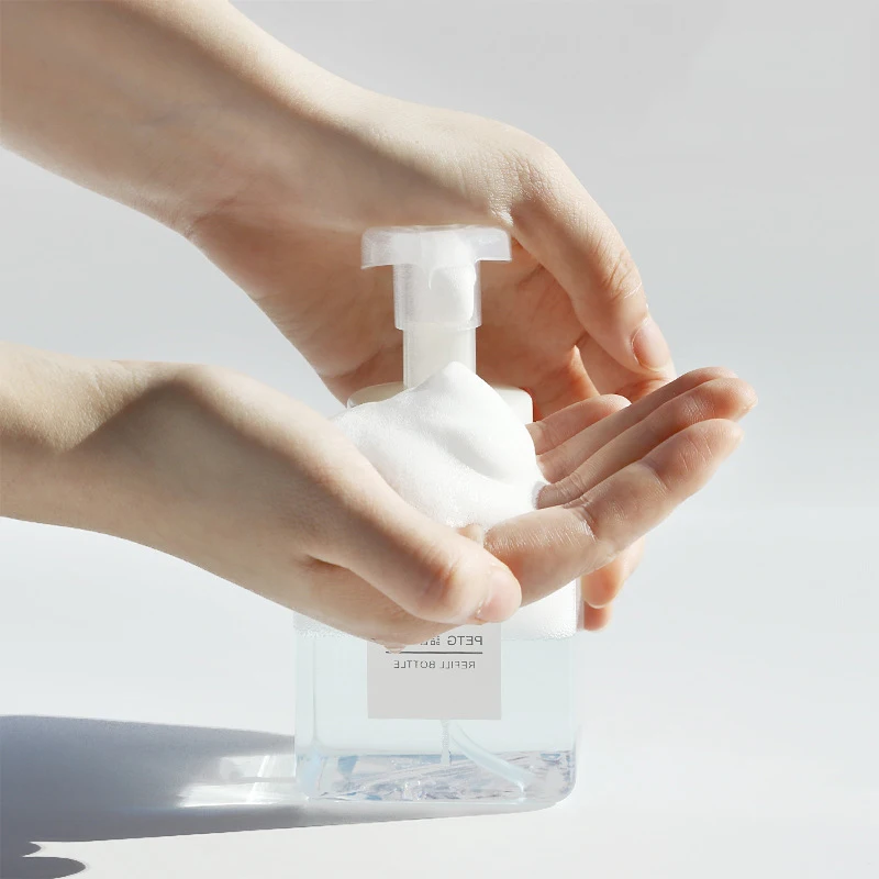 Empty Square Foaming Soap Dispense 650ml 250ml 450m Travel Bathroom Liquid Hand Soap Wash Foam Mousse Pump Bottle Plastic
