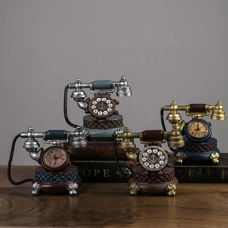 
Retro Telephone Model Clock Decoration Creative Study Cafe Restaurant Clock Decorations 