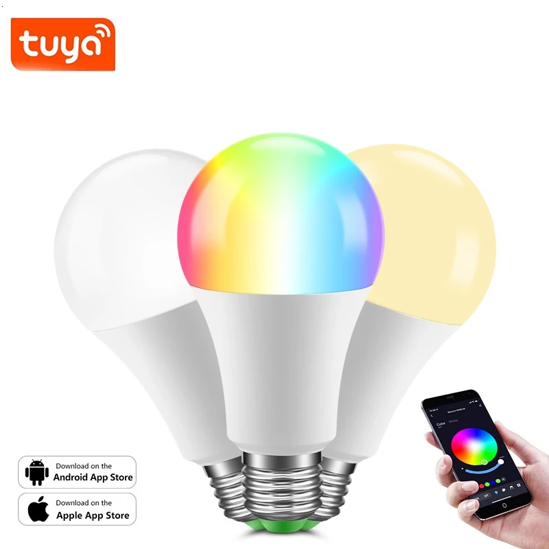 9W 12W 15W Tuya smart  control,CCT+RGB LED Bulb light WIFI+Beacon Mobile smart APP bulb