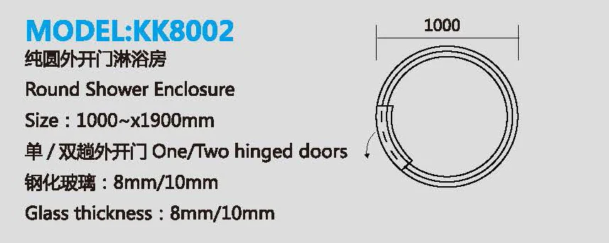 KK8002 Round Hinged Blue Glass Shower Cabin Price