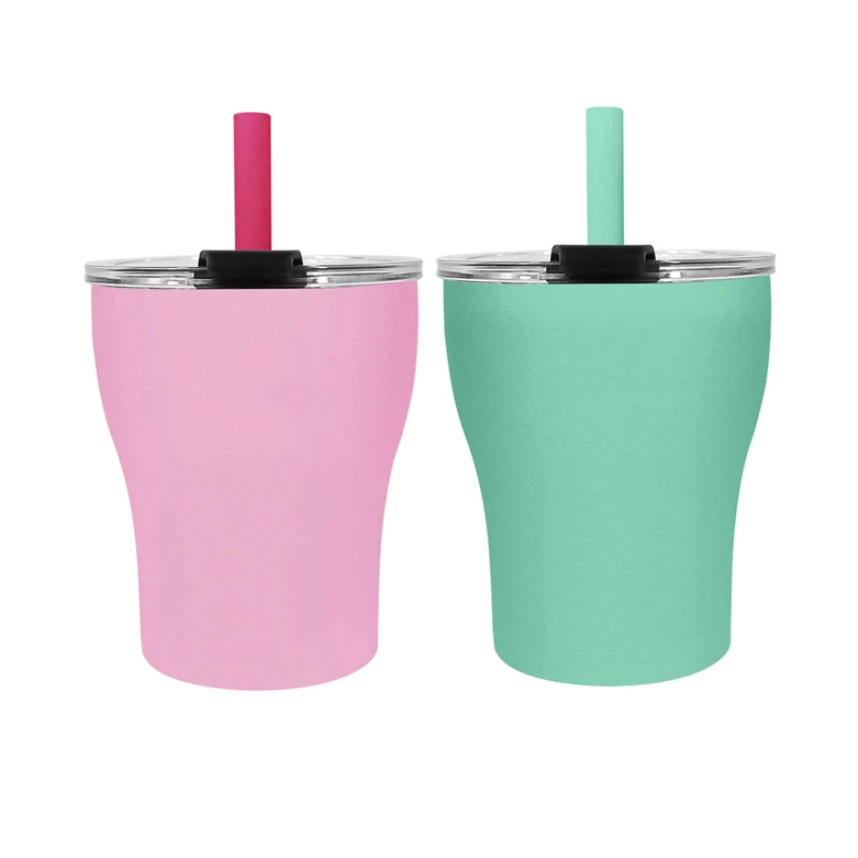 Taza De Nino De Acero Inoxidable Toddlers Eco-Friendly Drinking Tumbler Sippy Stackable Stainless Steel Kids With Silicone Lids