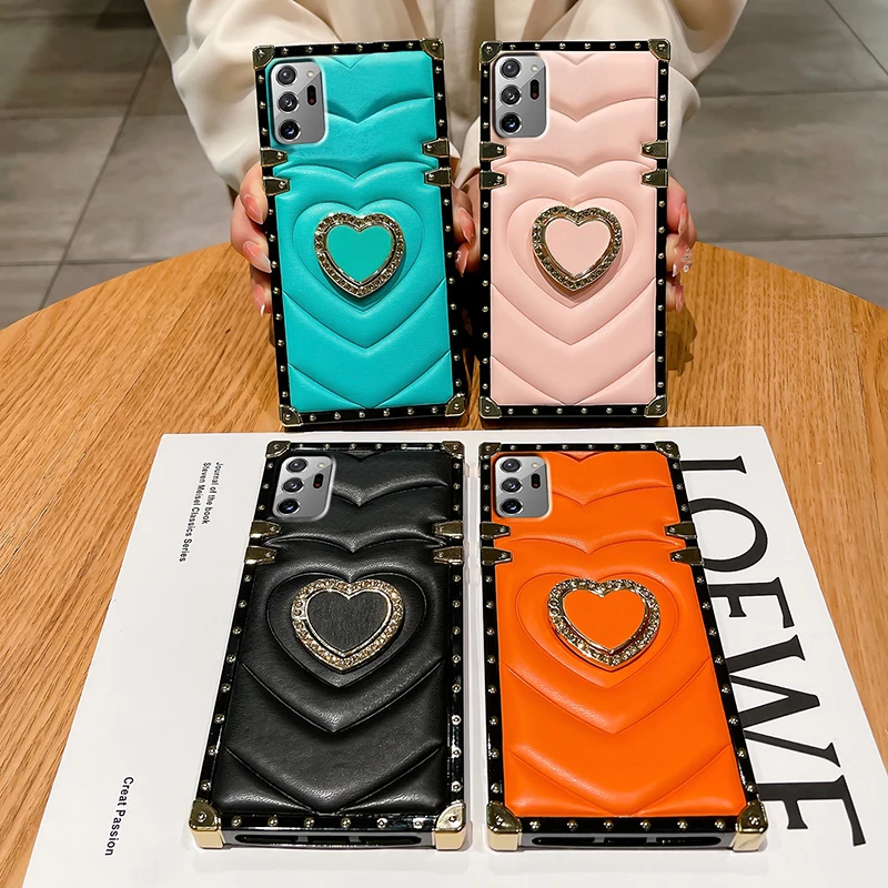 Unique Luxury love heart Cell Back Cover fundas Phone Case For Samsung Note 20 Ultra S23 S22 S21 S20 FE S10 S9 Plus