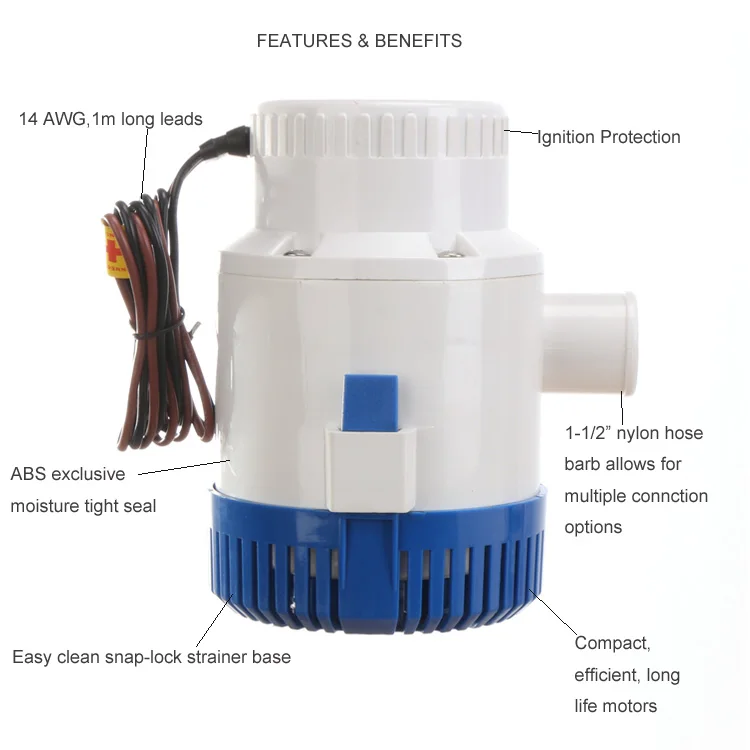 STARFLO 3500GPH 12V Battery Non Automatic Submersible Marine Boat Bilge Sea Water marine bilge pump for boat