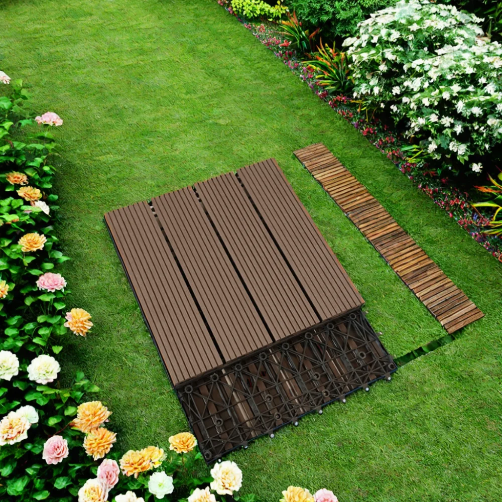 Cheap Manufacturer Exterior Wood-Plastic Composite Deck Tiles 30*30CM WPC Garden Terrace Floor Outdoor Interlocking Tile