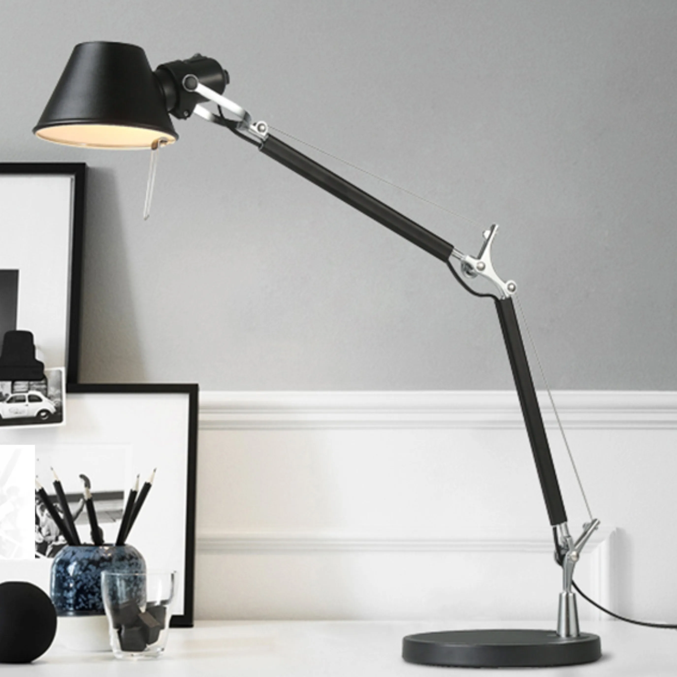 Aluminum double-arm table lamp for bedroom, study, and hotel guest rooms, bedside LED eye-protection table lamp