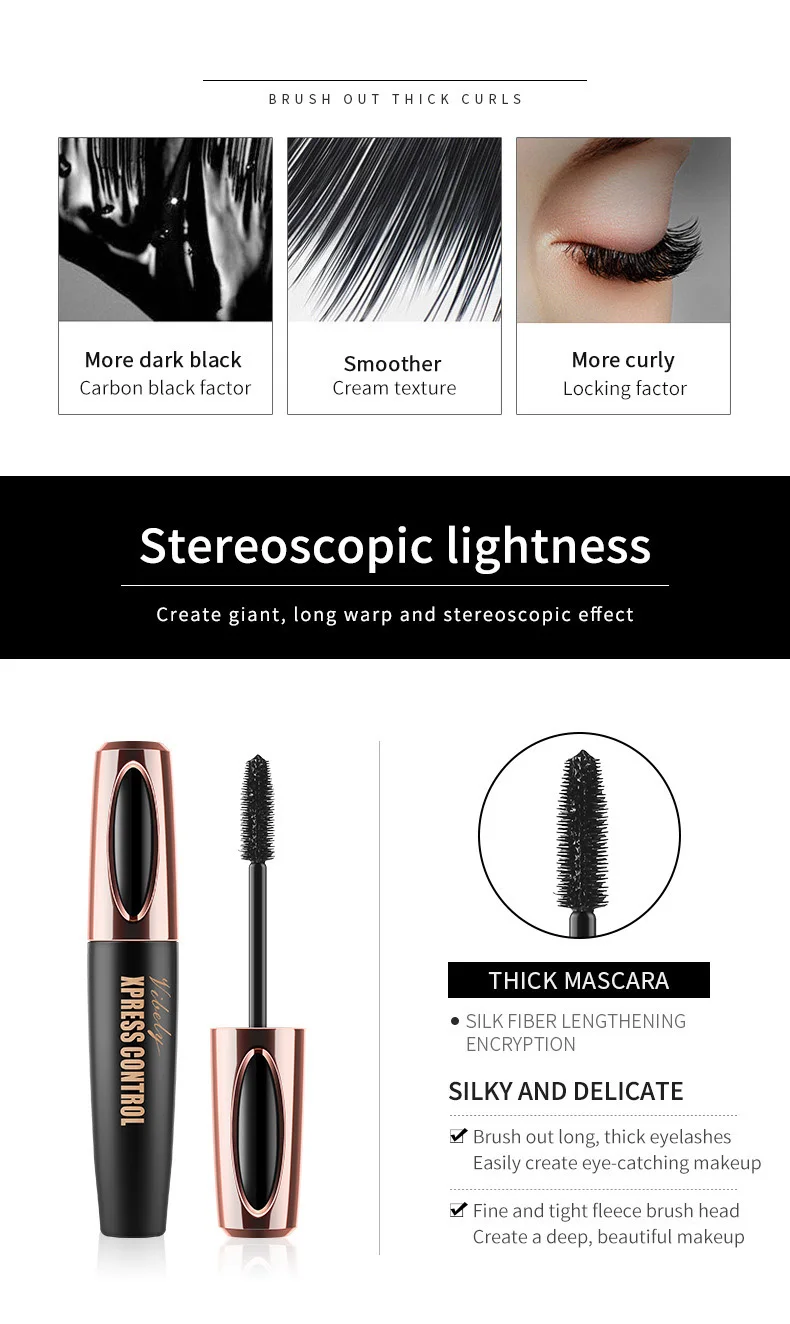 
Wholesale waterproof volumizing 4D silk fiber eyelash extension mascara 