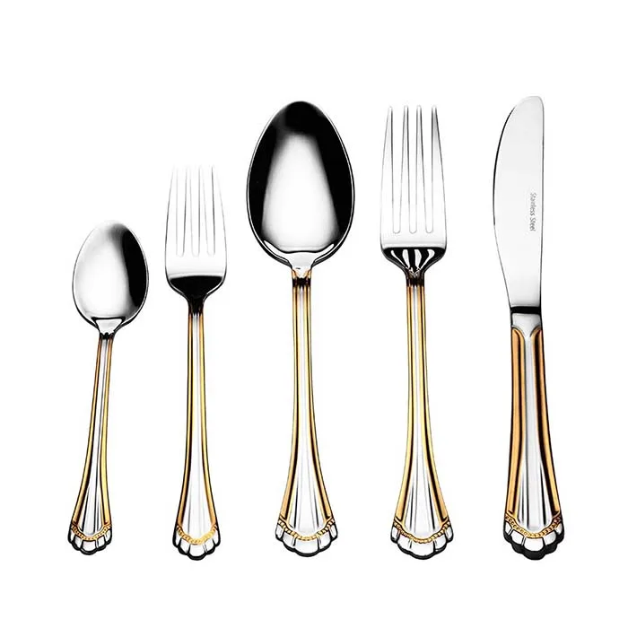Royal 20pcs stainless steel 20pcs gold flatware cutlery set with knife and fork