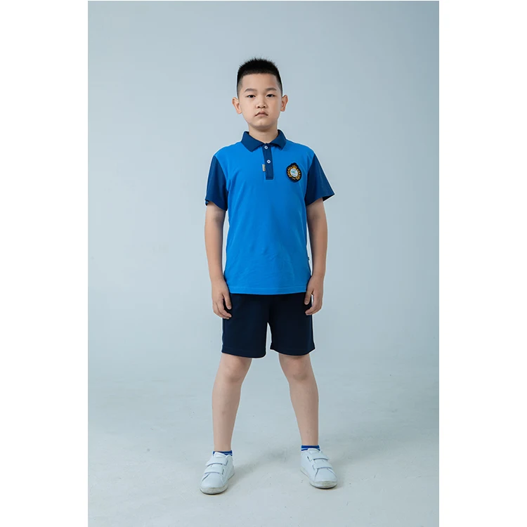 Hot Selling Summer Short Sleeve Polo Shirt Primary School Uniform T  Shirt  Short Pants  for Children
