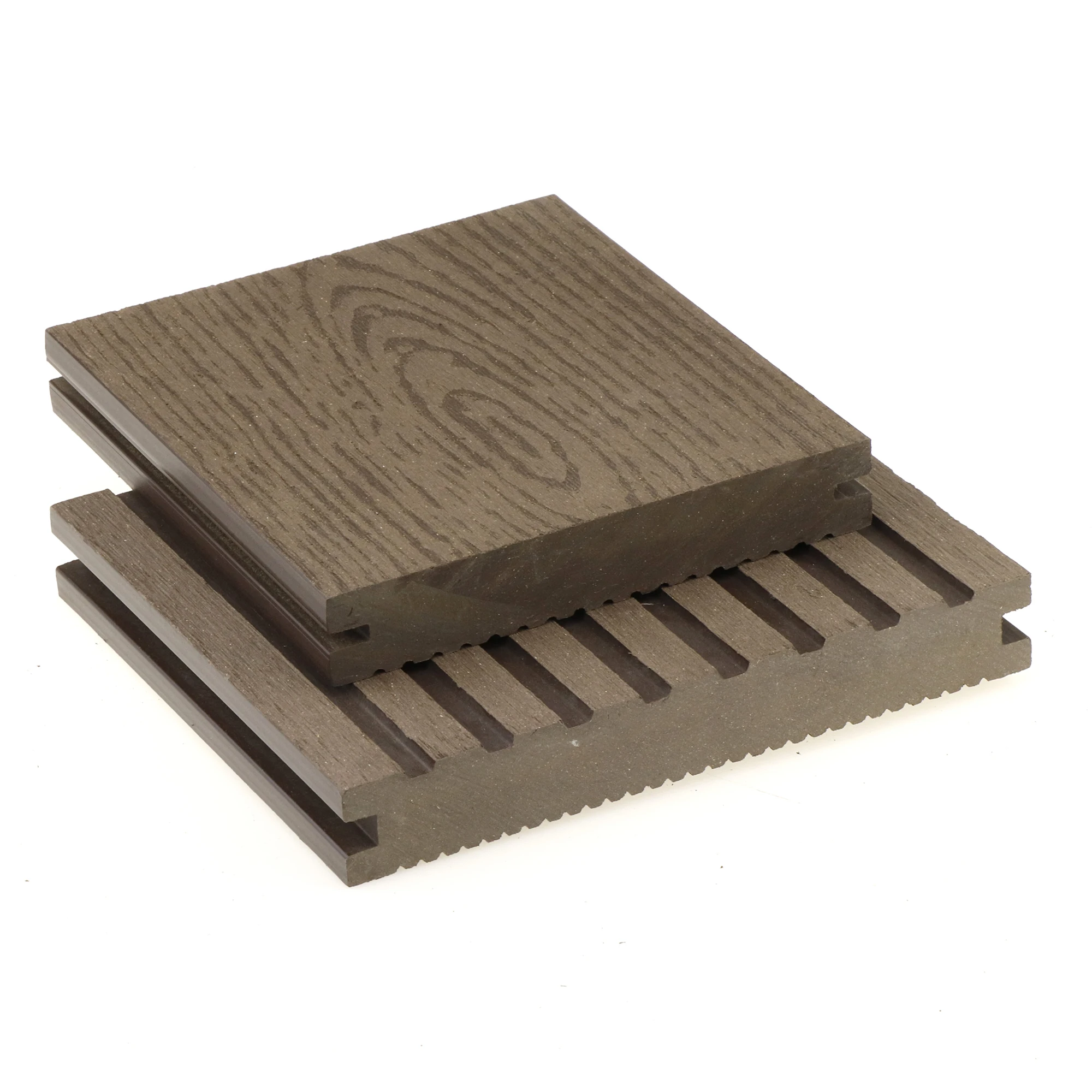 Recycled wood plastic composite decking floor