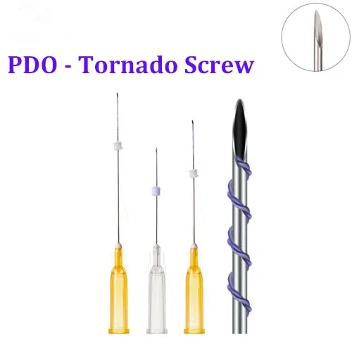 High Quality Tornado Screw Thread CE Approved 26 27G Screw Thread PDO PCL PLLA Thread For buttock lift