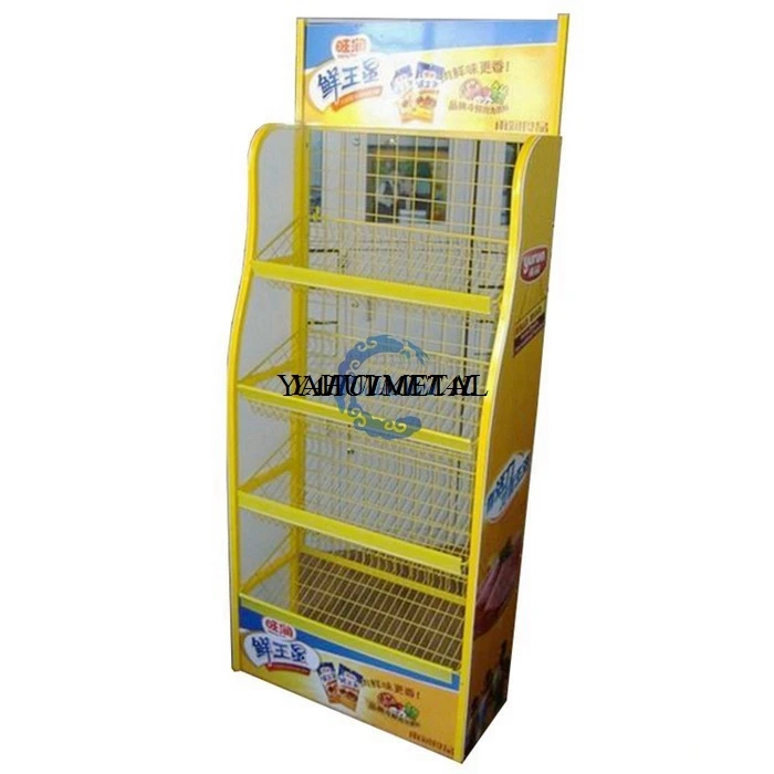 Hot Selling Custom Made Point Of Purchase Wire Racks Display Shop Metal Supermarket Floor Stand Food Candy Snack Retail Display