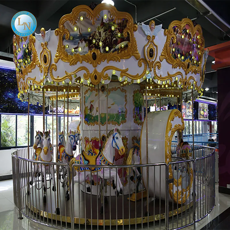 Carnival amusement rides deluxe 16 seats merry go round electric kids ride used carousel horse for sale