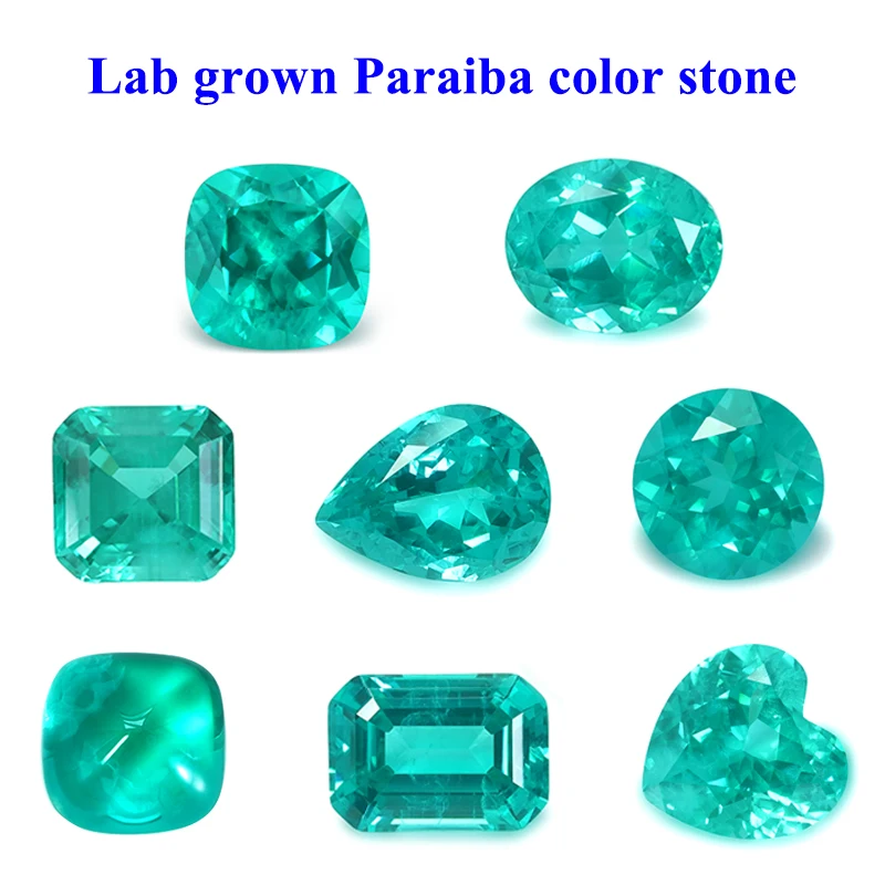 Cushion shape lab grown Paraiba color Yttrium Aluminum Garnet Cultivated Tsavorite with inclusions artificial gem stone