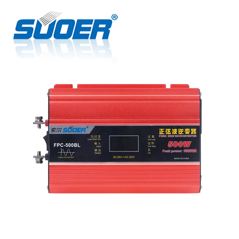 Suoer 24V 220v DC to AC 500W Multiple protection off grid inverter pure sine power inverters
