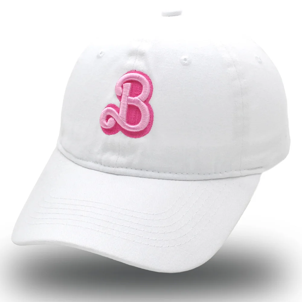 Wholesale Women 6 Panel Curved Brim Pink Denim Sports Hat Customize 3d Embroidery Logo Washed Cotton Baseball Cap