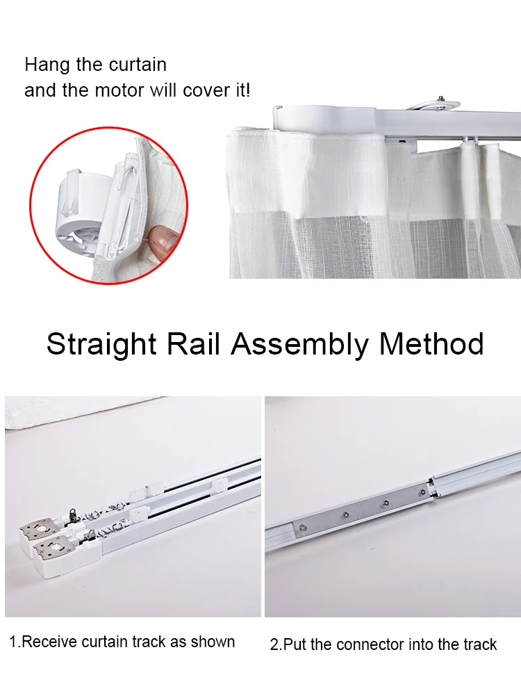 DIY Custom Length Window Curtain Track Automatic Electronic Aluminum Rails DT82 WiFi Zigbee Tuya WiFi Motorized Curtain Motor