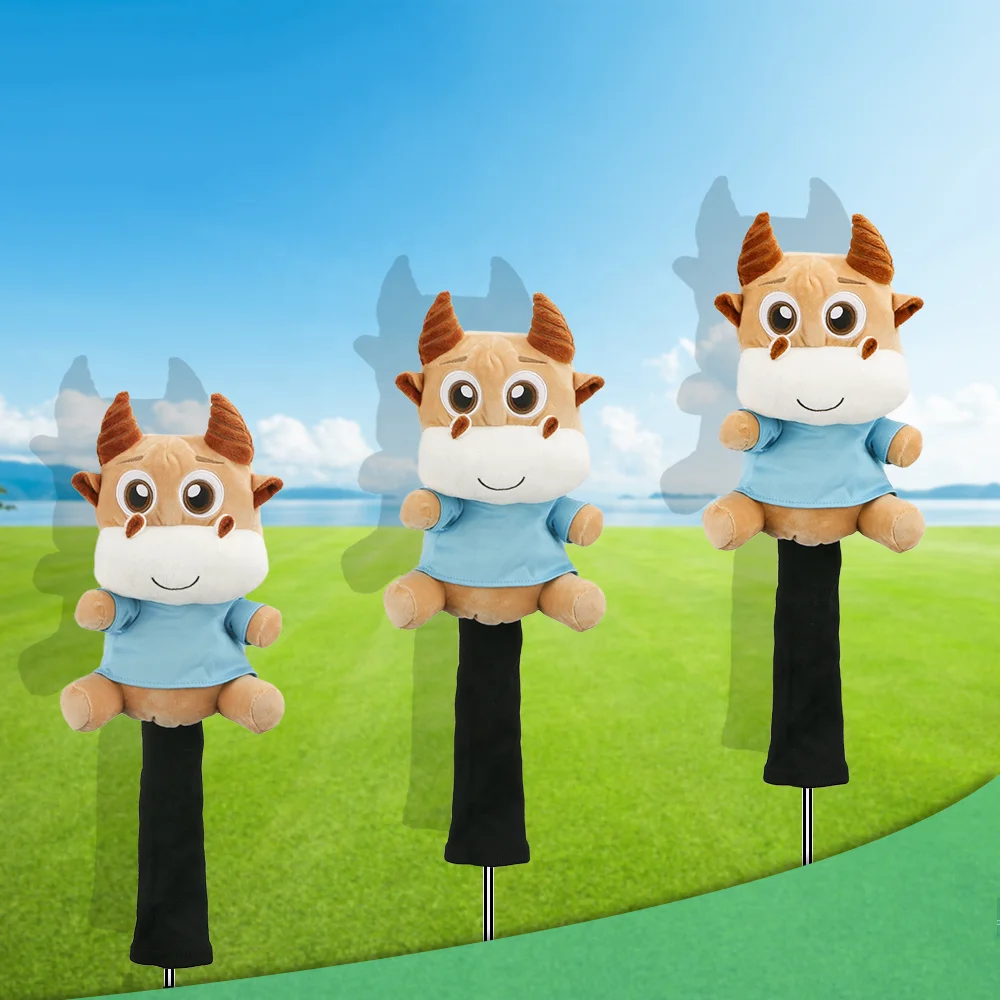 Factory price Novelty Animal Cow Shape Headcover Golf 460cc Driver Wood headcover