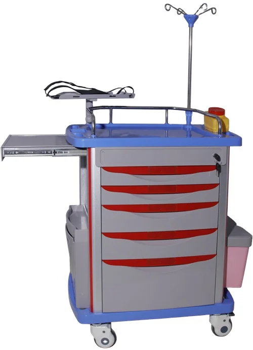 BT-EY006 стол медицинский ABS Мобильная тележка для реанимации медицинская аварии с 2 ящиками двери цены