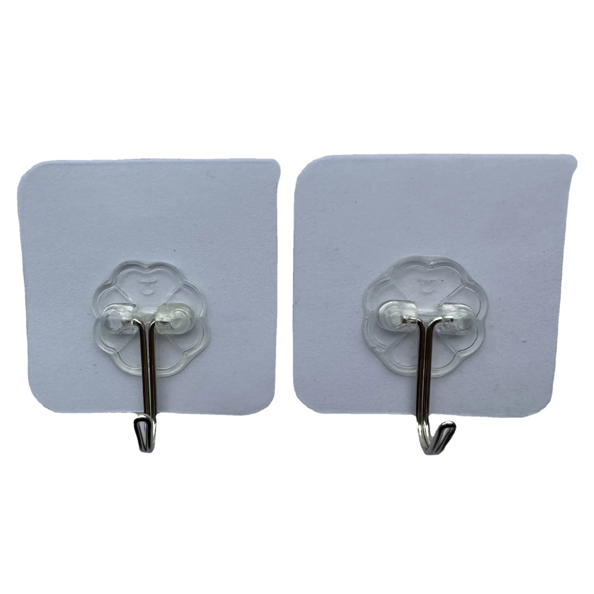 Household Bathroom 6cm Plastic Adhesive Hanger Hook Kitchen Wall-Mounted Punch-Free Transparent Adhesive Hanger Hook
