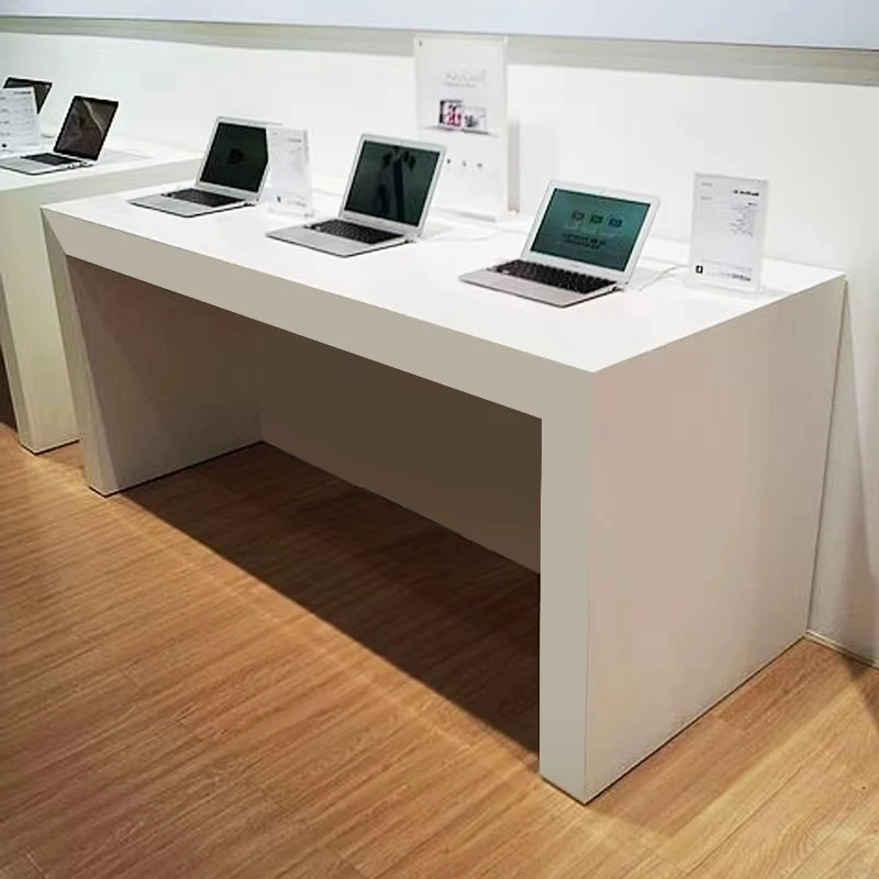 Factory made smart phone store computer display table wooden cell phone laptop display desk show cabinet