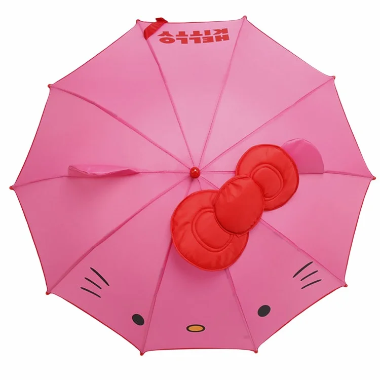 Cute Cat Shape Bowknot Children Cute Animal Print Automatic Small Umbrella With Ears