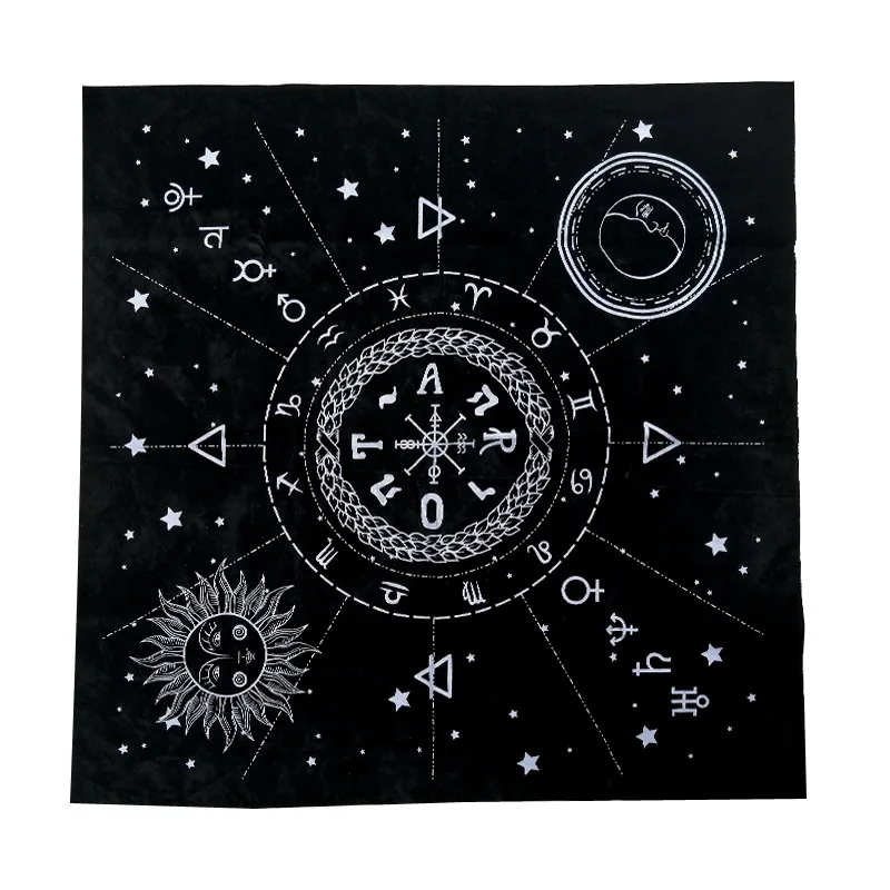 Twelve constellations 49*49cm tarot cloth Divination printed Velvet Tarot card Altar table cloth
