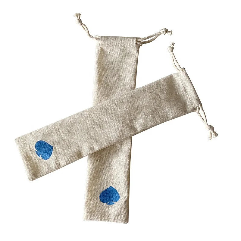 Accept Custom Logo 5*24 cm Natural drawstring Cotton Comb Pouches Reusable Canvas tubularis Bags