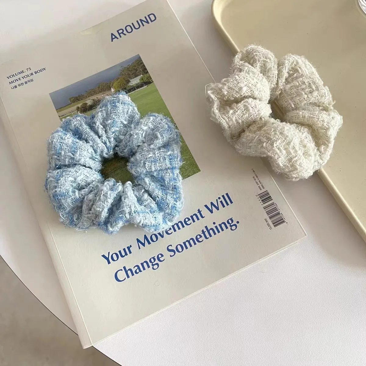 Honey Flower Soft organic cotton hair tie simple style Eco- friendly scrunchies custom hair accessories