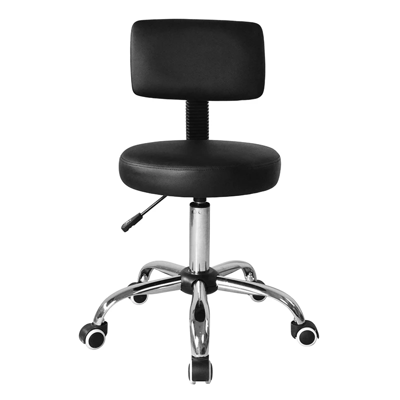 Commercial Leather Adjustable Height Beauty Rolling Hydraulic Padded Barber Salon Chair With Back Rest Salon Saddle Stool